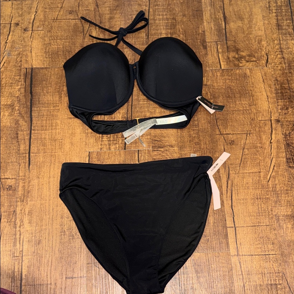 Victoria's Secret Black Halter Push-Up Bikini Set